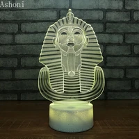 egypt pharaoh shape 3d acrylic led night light touch 7 color changing desk table lamp party decorative light christmas gift