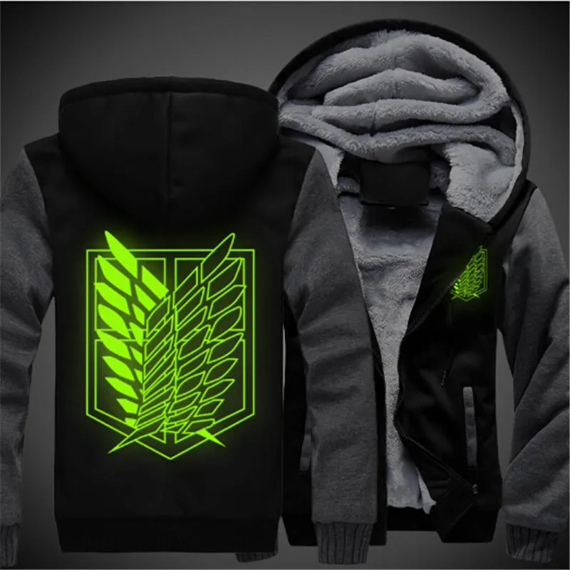 Новые зимние куртки и пальто Атака Титанов толстовка аниме светящиеся толстовки