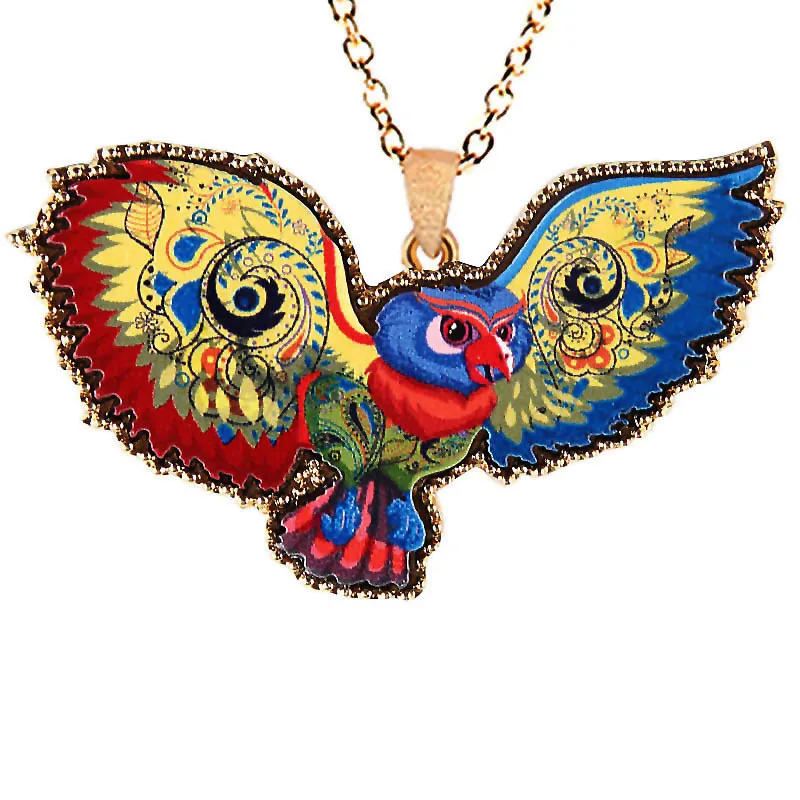 2017 new animal necklace 3 color optional painted acrylic alloy owl long pendant sweater chain | Украшения и аксессуары