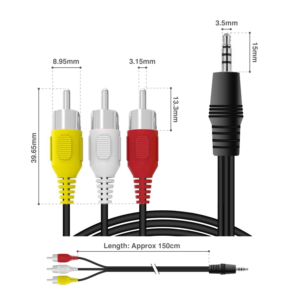 10 шт. 3.5 мм кабель av Мужской до 3 RCA мужской Композитный Аудио Видео Jack штекер