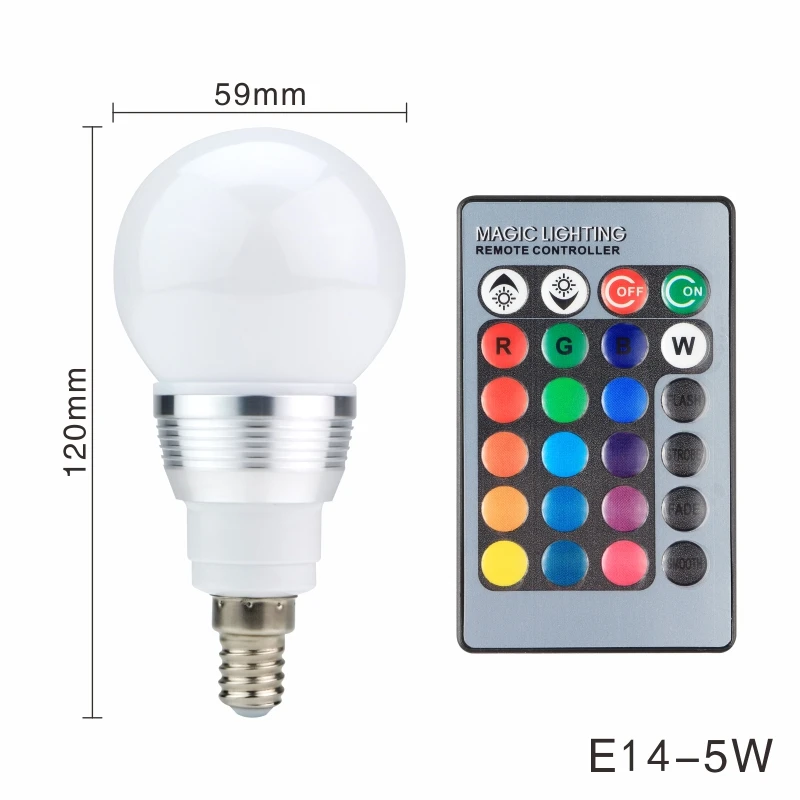 E14 5W Светодиодный RGB лампа E27 E14 3 Вт 5 Вт AC110V 220 В светодиодный RGB Точечный светильник 85-265 в волшебный RGB светильник ing+ ИК пульт дистанционного управления 16 цветов - Испускаемый цвет: E14 5W