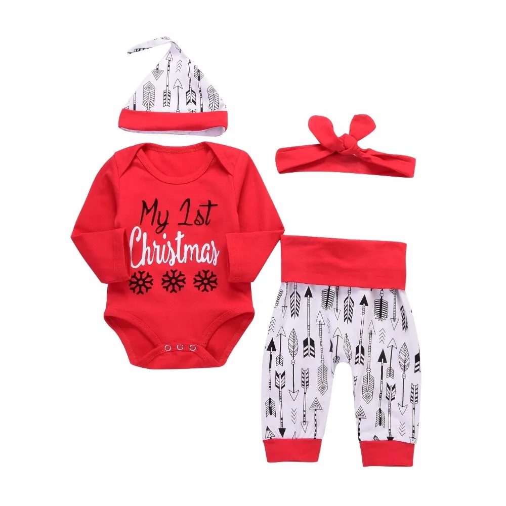 Одежда для новорожденных маленьких мальчиков девочек первое Рождество Ползунки