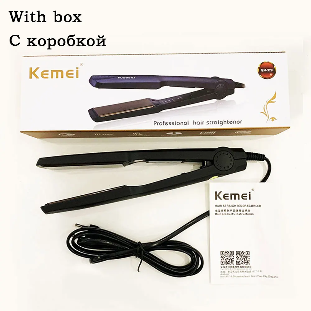 KM-329 With box Kemei Выпрямитель для волос Быстрый нагрев плоский утюжок выпрямители Инструменты для укладки профессиональный выпрямитель для волос утюги для волос 5 - Цвет: KM-329 With box