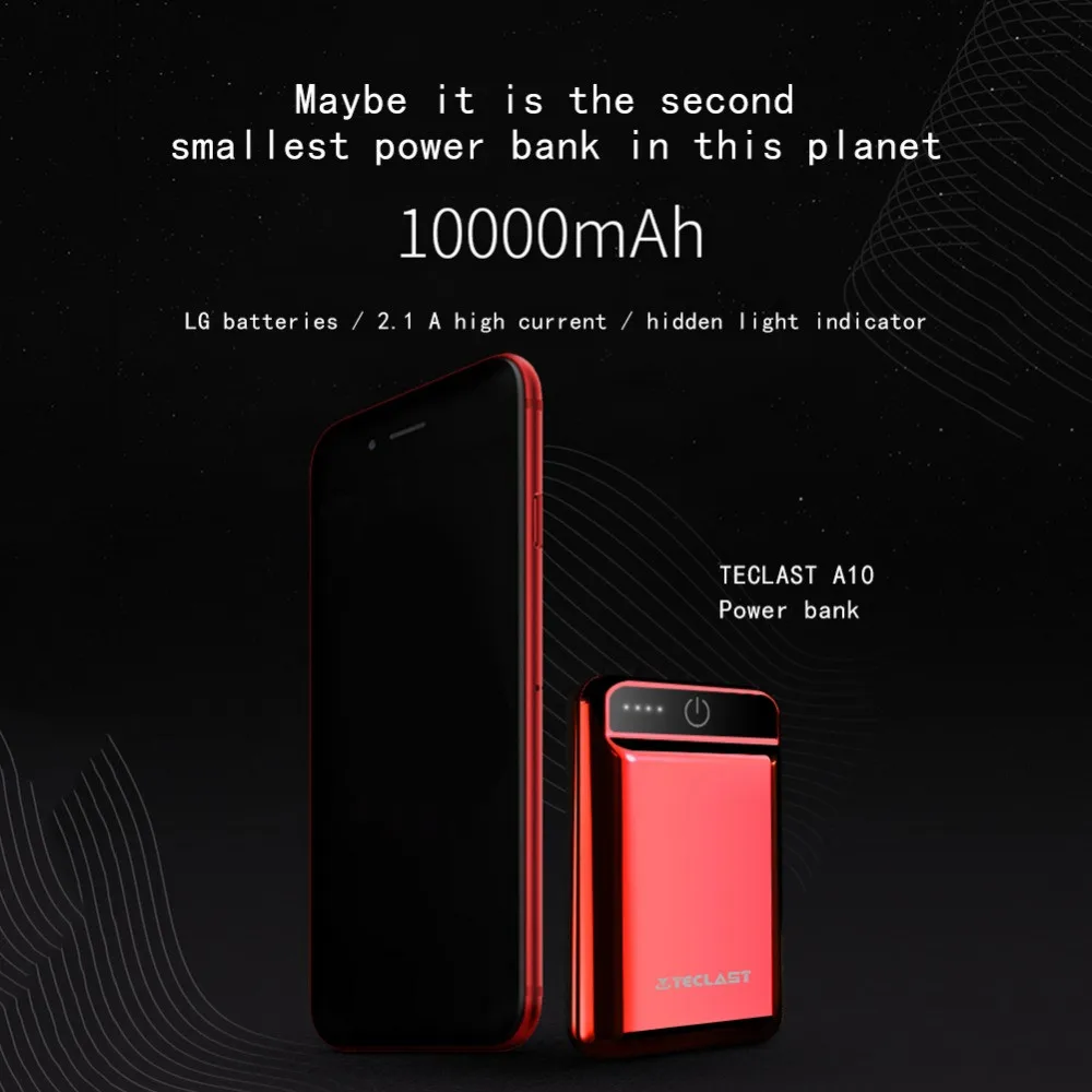 Teclast A10 Mini 10000 мАч Внешний аккумулятор с двумя выходами USB Внешнее зарядное