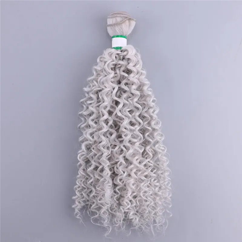 light Grey Кудрявые кудрявые волосы, плетение 70 г/шт., термостойкие, тиссажное волокно, синтетические волосы, пряди, двойной уток, удлинение для женщин, 1 пучок, только - Цвет: light Grey