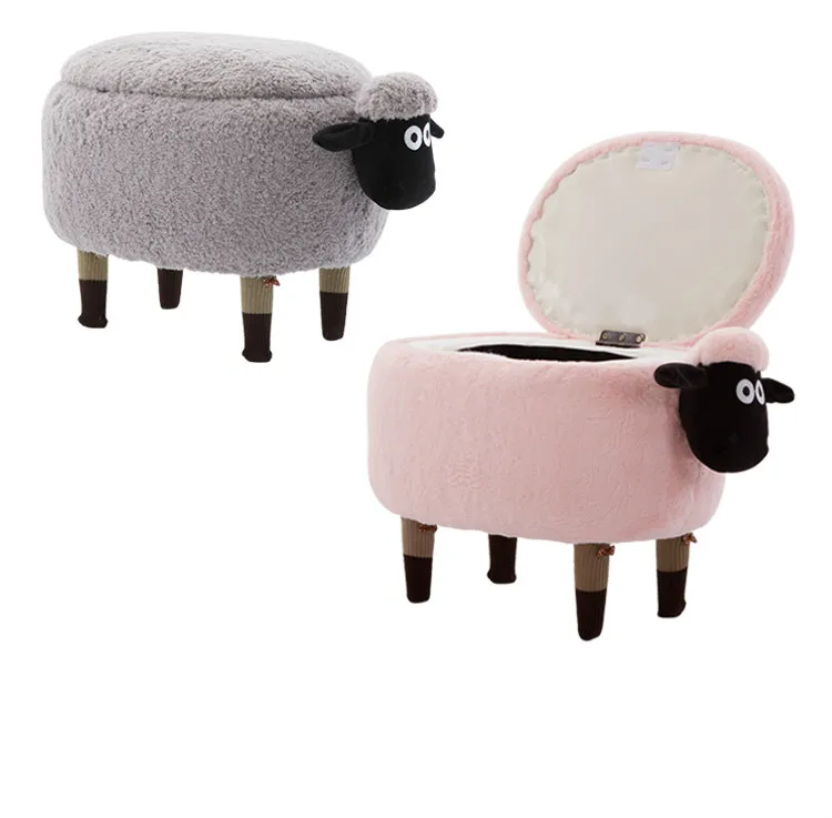 Креативная деревянная скамейка для ног в форме розовой овцы прочное