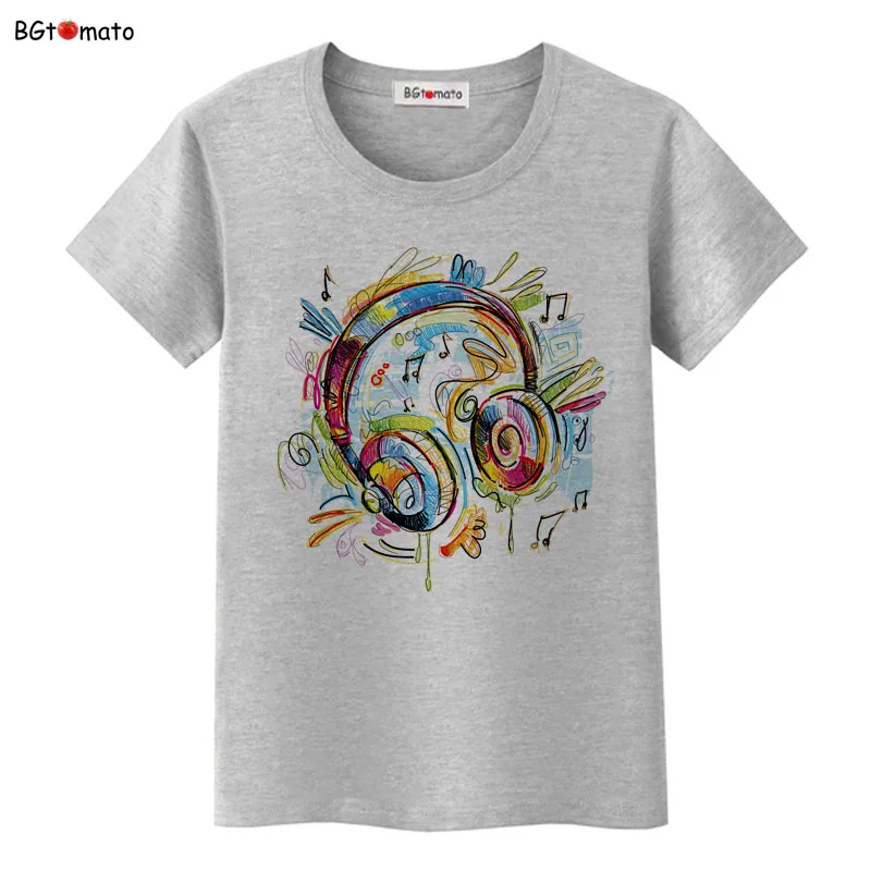 BGtomato рубашки с ручной печатью гитары прекрасная музыка летние модные топы для