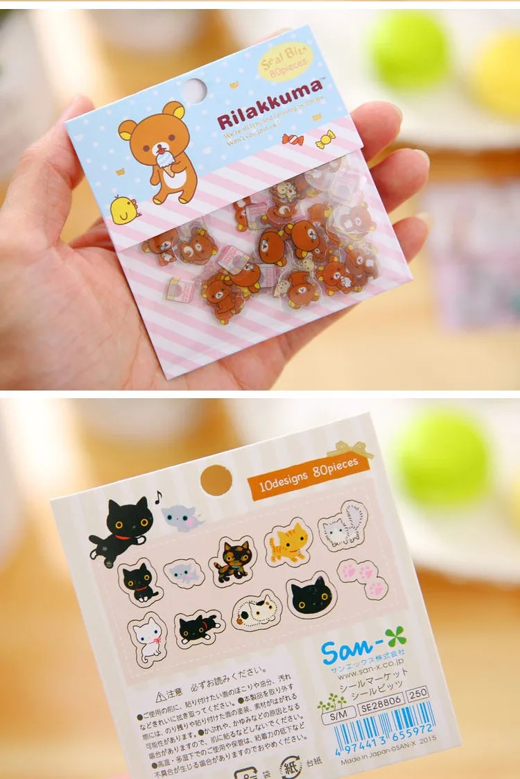 80 шт./упак. принт мульташной Минни ПВХ Rilakkuma наклейки милый кот, медведь, стикер для детей Дневники декорирование фотоальбома DIY Скрапбукинг