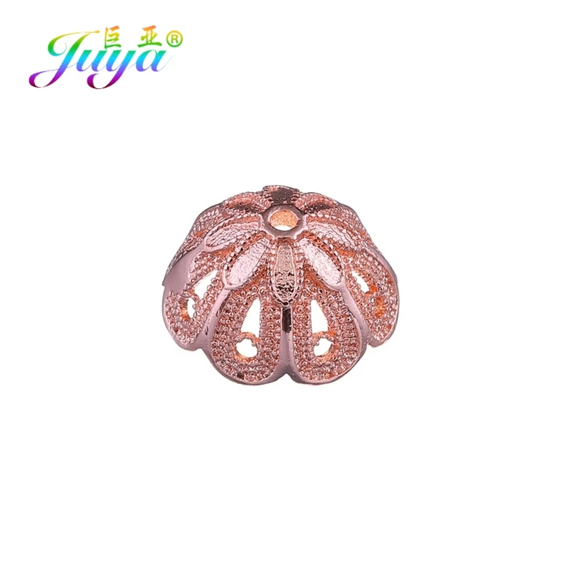 Rose Gold Juya DIY Ювелирные изделия с кистями компоненты 8 10 12 мм украшение круглый цветок разделитель бусины шапки Аксессуары для ювелирных изделий - Цвет: Rose Gold