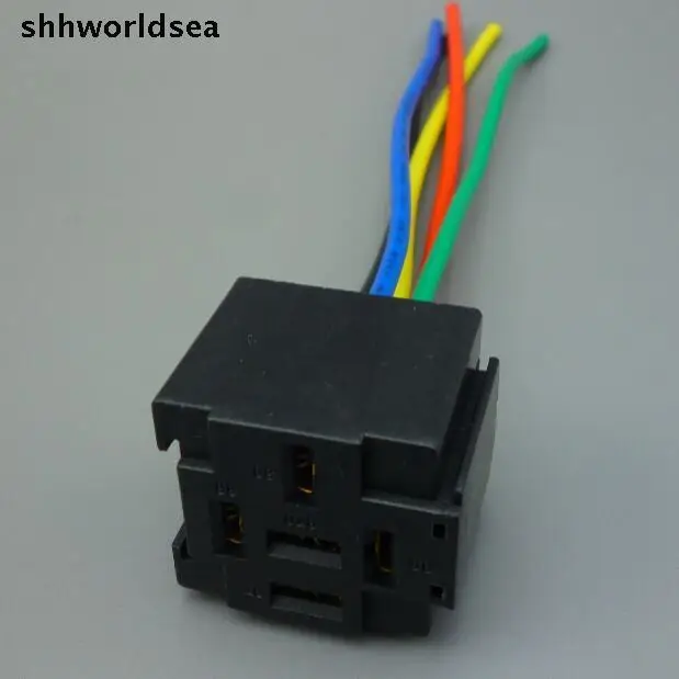 

Shhworldsea 100 шт. авто автомобиль 12В 40А 5Pin устройство управления 5P установка реле Amp стиль жгут проводов разъем реле