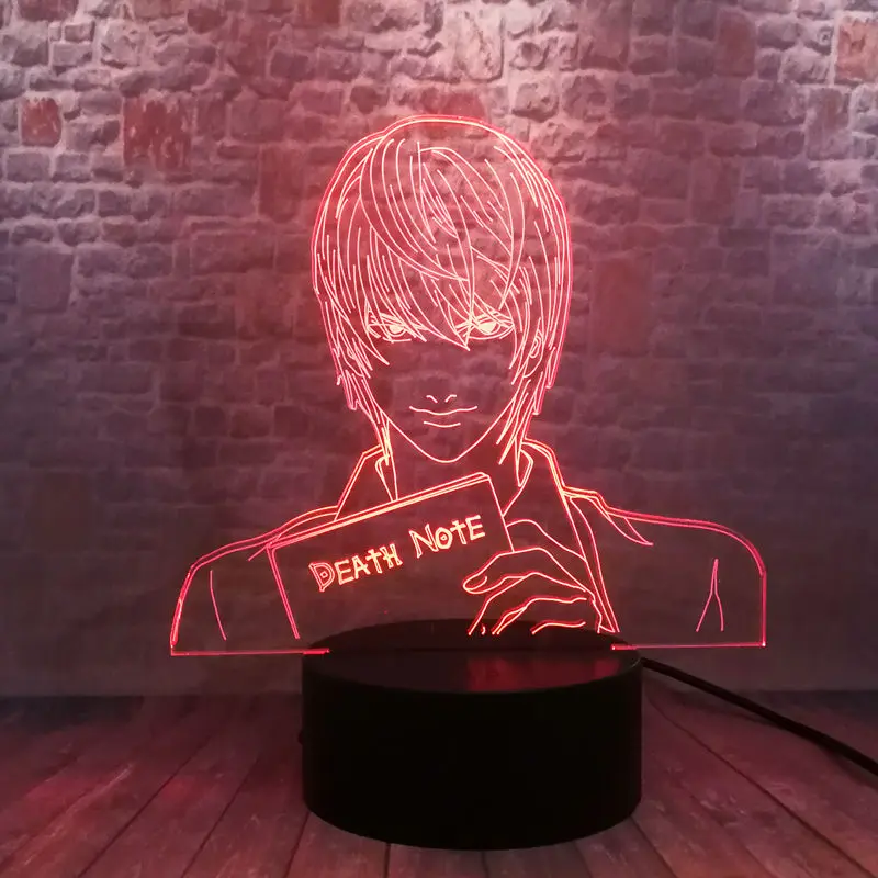 Тетрадь смерти Yagami светильник аниме Рисунок Модель 3D Иллюзия светодиодный 7