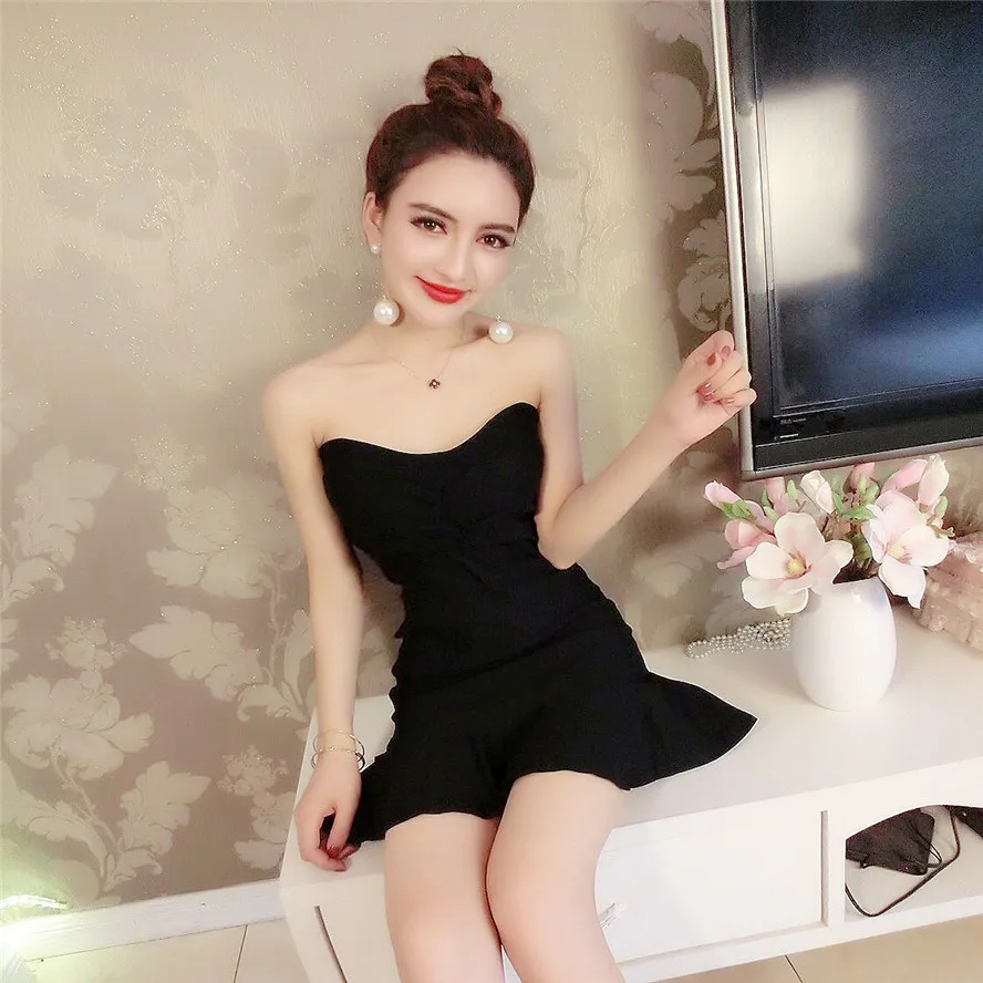 Женское эластичное мини-платье ручной работы платье без бретелек сексуальное с