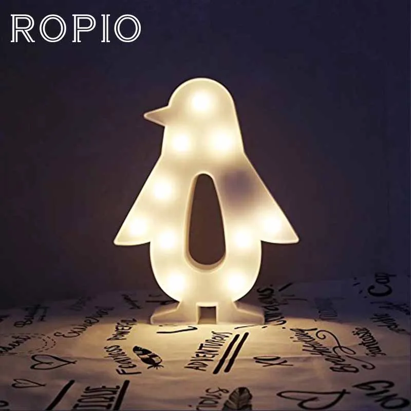 Светодиодный ночник ROPIO 3D настольный светильник с изображением пингвина питание