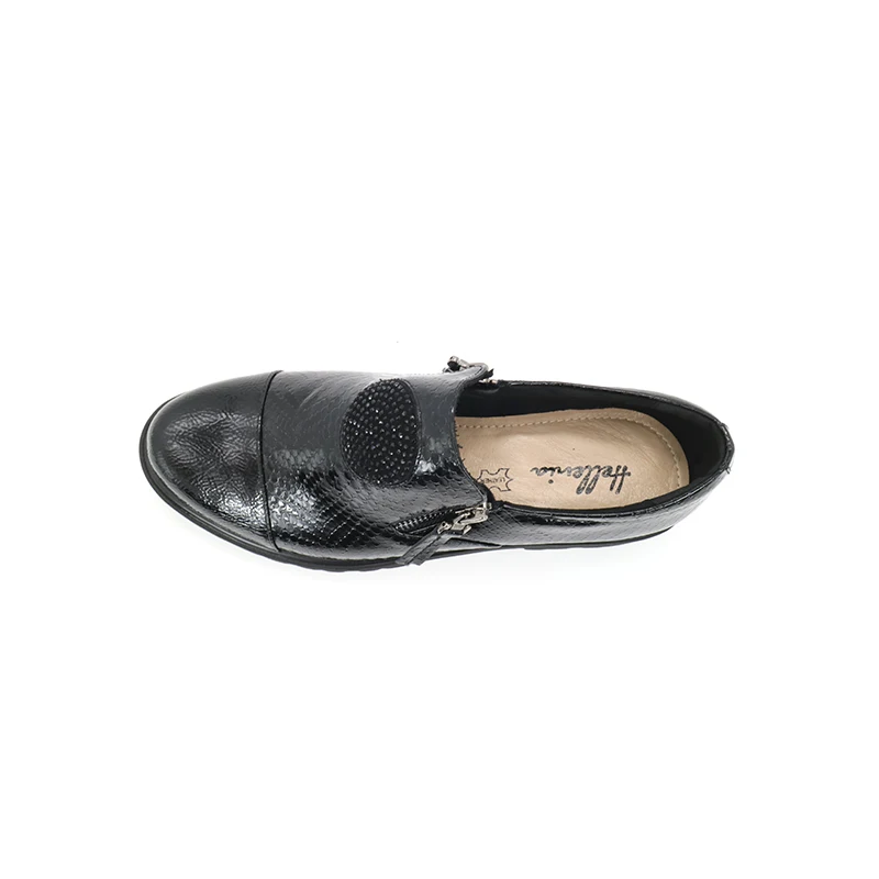 Женская Повседневная обувь ручной работы черного цвета с круглым носком средним