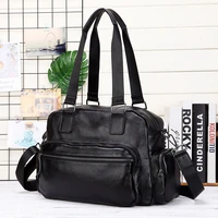 Large 100  Genuine Leather Travel Bag Men Cowhide Leather Handbags Male Large Travel Messenger Bags Mens Office Busienss Bags