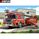 Алмазная 5D картина HOMFUN пожарная машина, полноразмерная вышивка из смолы, вышивка крестиком, домашний декор, A07102