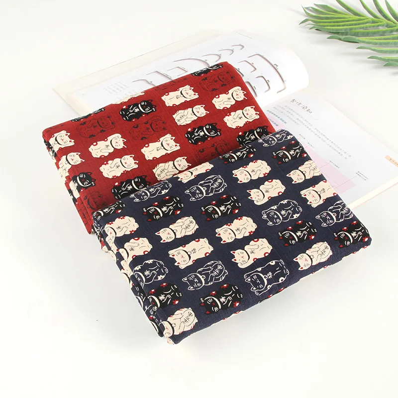 Комплект из 2 тканей/японский Манеки Neko Cat Cotton Slub Fabric/(ширина: 43 дюйма/110 см) | Дом и
