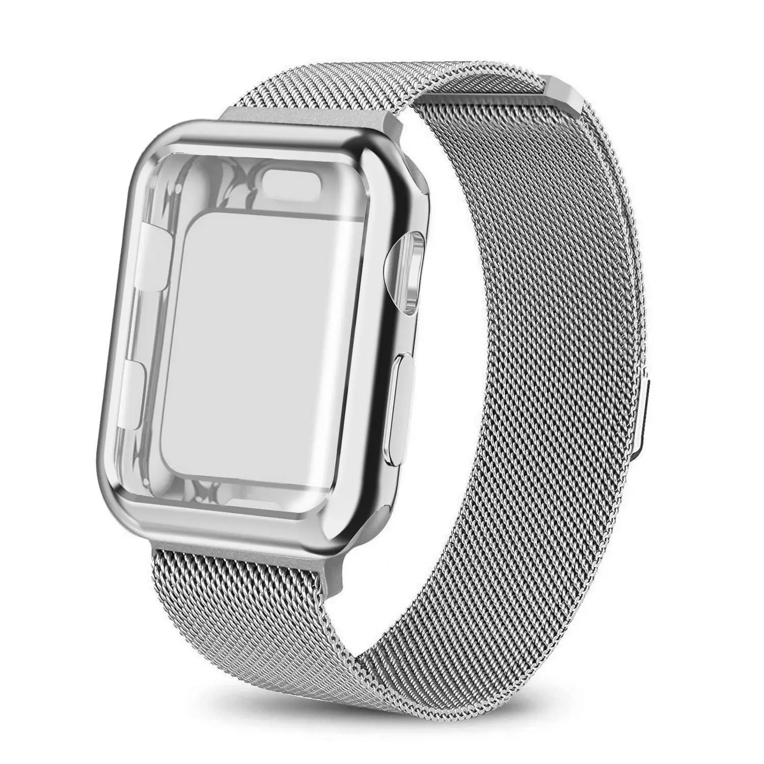 Ремешок из нержавеющей стали + чехол для apple watch Milanese Loop band 4 40 мм 44 38 42 Защитный