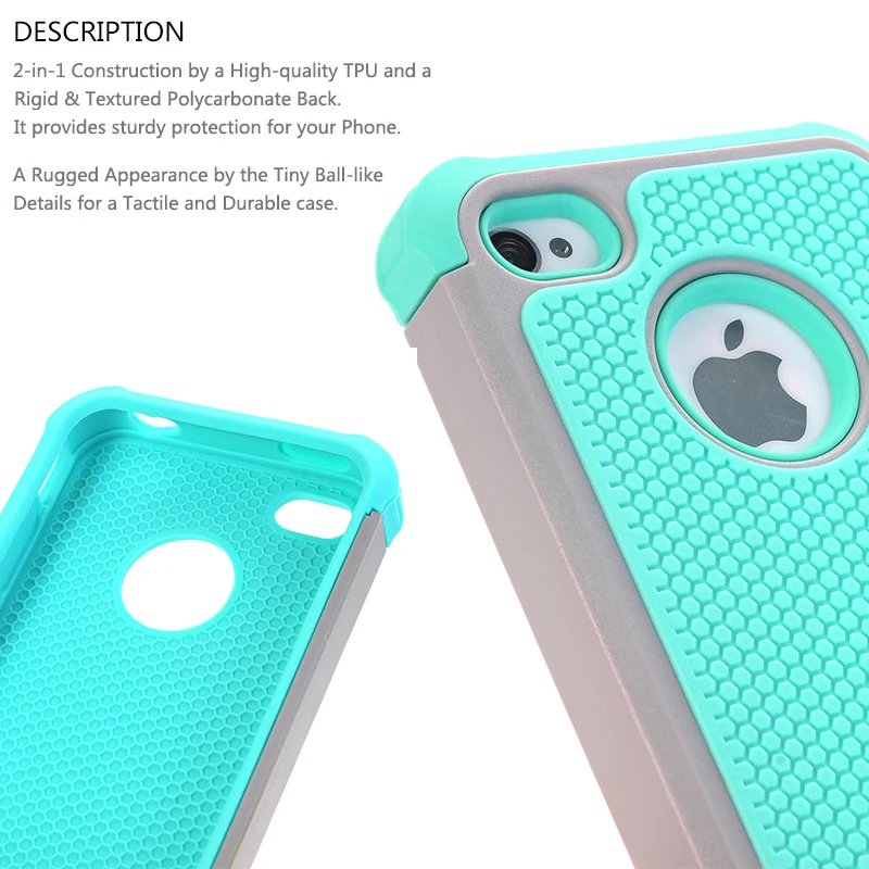 Чехол для iPhone 4 4S Гибридный двухслойный защитный чехол WEFOR из жесткого пластика и