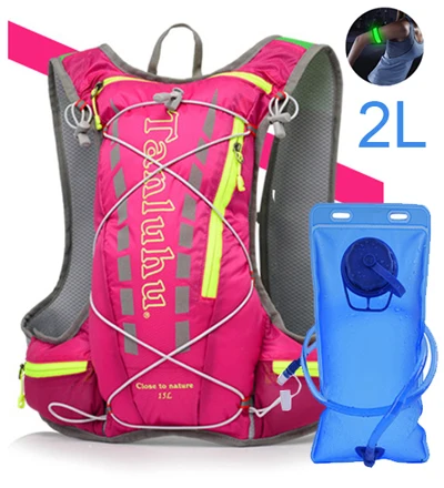 Red backpack 2L Легкий гидратационный жилет для бега, рюкзак 15л, походная спортивная сумка для бега, марафона, велоспорта, альпинизма, спорта на открытом воздухе, упаковка XL - Цвет: Red backpack 2L