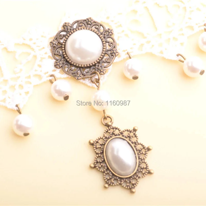 Pure Sin multilayer pearl white lace bridal wedding palace retro love Choker necklace jewelry wholesale | Украшения и аксессуары