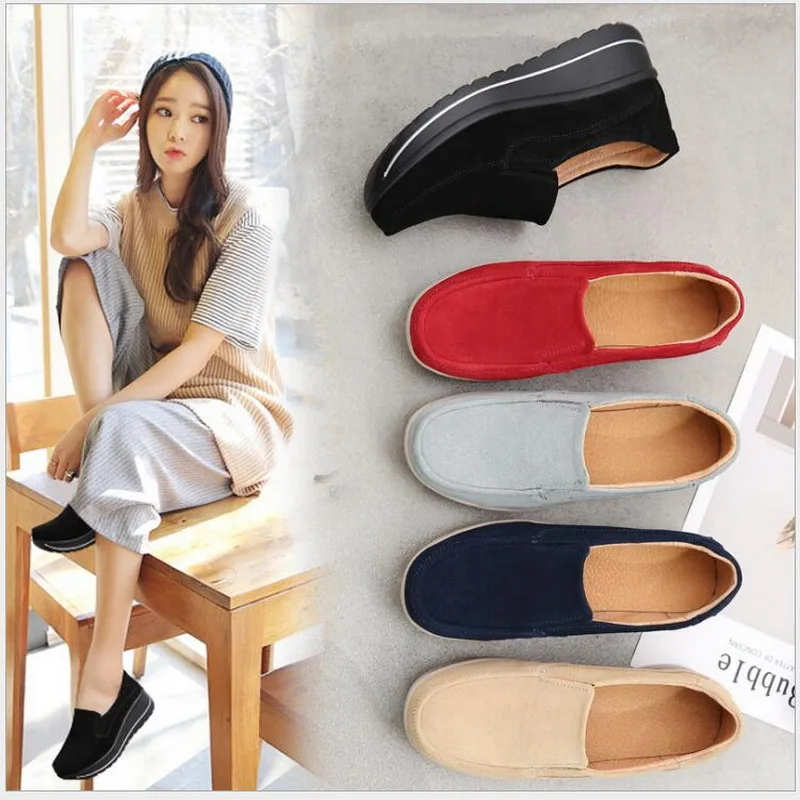 RUSHIMAN Autumn Women Flat Platform Loafers Ladies Elegant Genuine Leather Moccasins Shoes Woman Sneakers Shoes