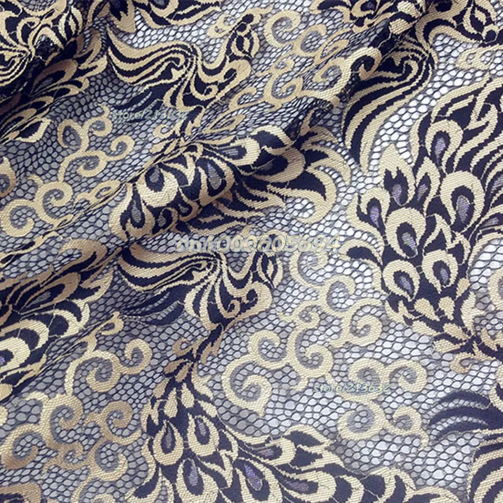 PQYY42 The peacock totem eyelet lace cloth heavy embroidery senior custom clothing fabrics african cord tecido feltro tela | Дом и сад