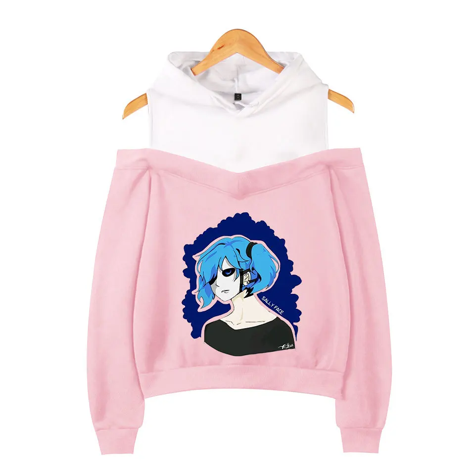 sally pink hoodie Толстовки Sally Face, толстовки для девушек и женщин с рукавами и открытыми плечами, эксклюзивные толстовки Sally Face, костюмы для косплея размера плюс XXL - Цвет: sally pink hoodie
