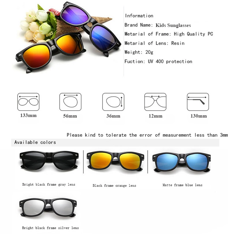 Cool 6-15 Years Kids Sunglasses Sun Glasses for Children Boys Girls Fashion Eyewares Coating Lens UV 400 Protection With Case images - 6