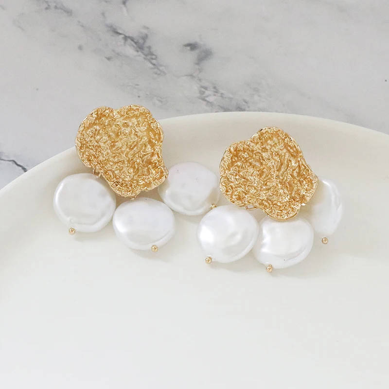 Женские жемчужные серьги ZA серьги-подвески золотого цвета с геометрическим