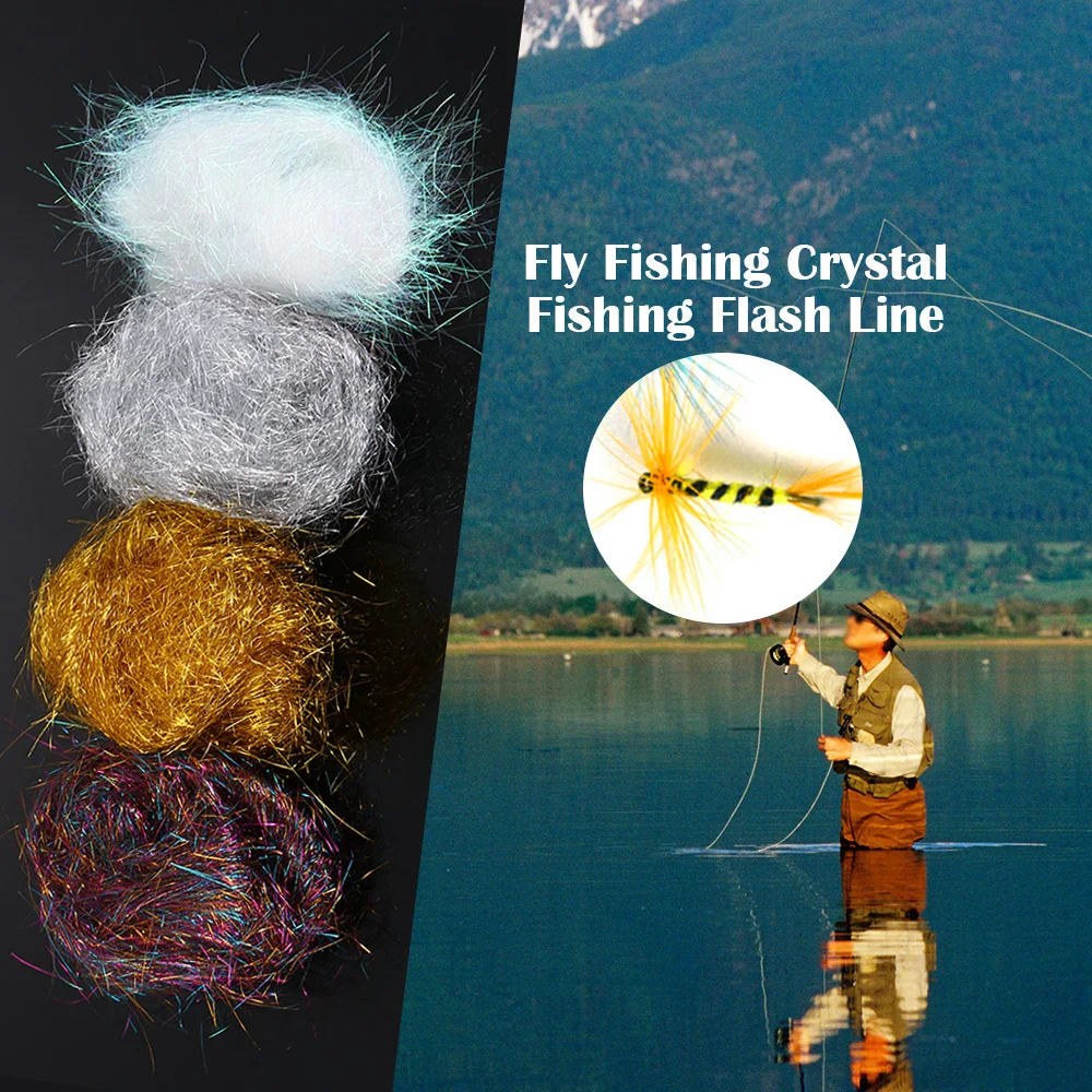 4 шт. Fly Fishing Crystal Fishing Flash Line сияющий цвет Связывание мухи для рыбы пресная вода, морская вода полезные рыболовные аксессуары