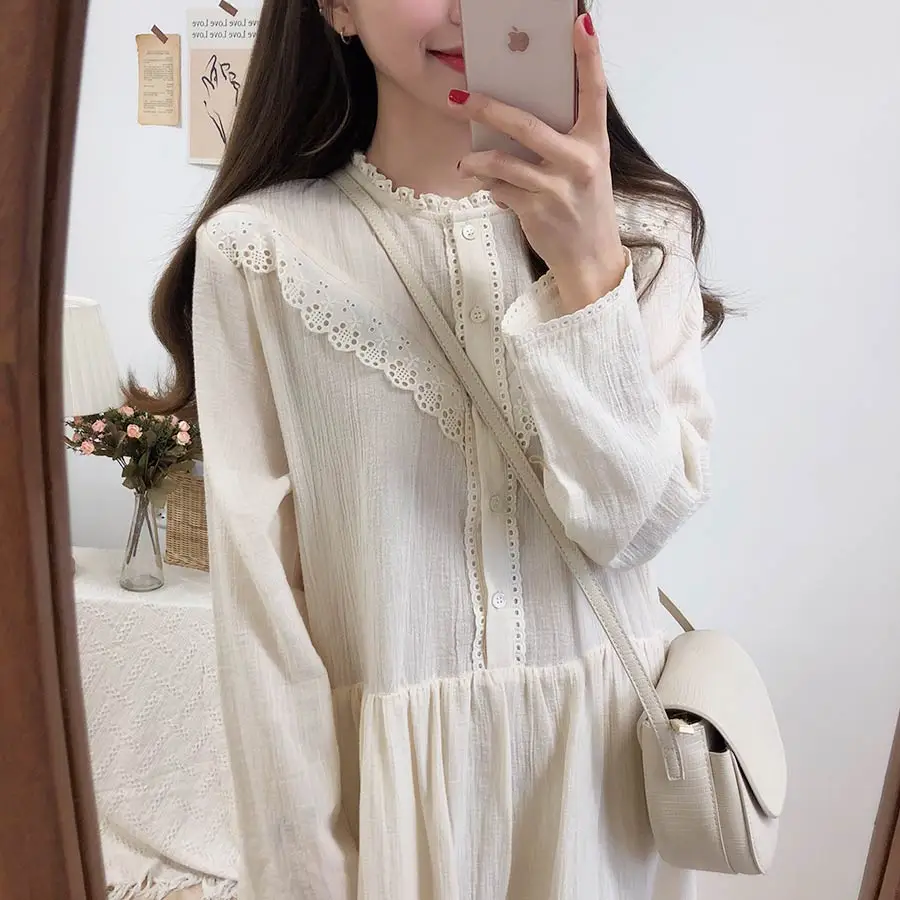 Новинка, S-XL, весеннее женское платье, повседневное, бохо, OL, повседневное, хлопок, лен, длинный рукав, женские платья, женское платье, robe femme Vestido