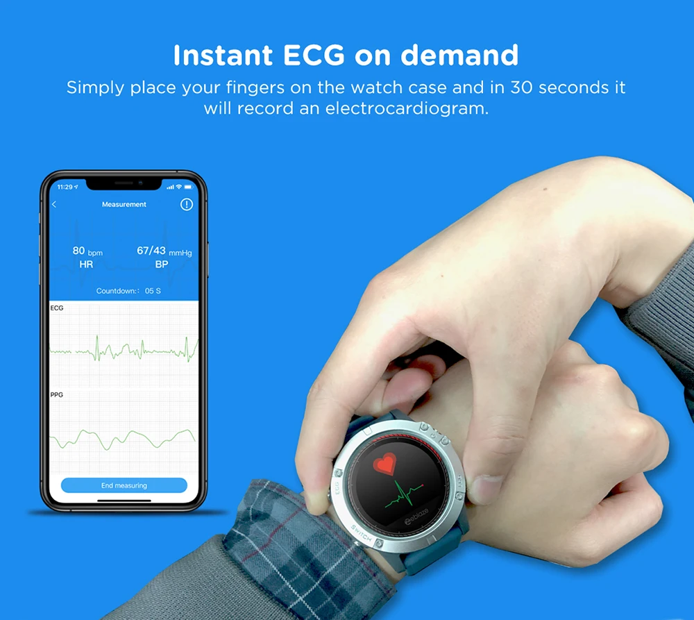 Смарт-часы Zeblaze VIBE 3 ЭКГ с электрокардиографом ЭКГ дисплей GREENCELL ЭКГ монитор сердечного ритма кровяное давление умные часы