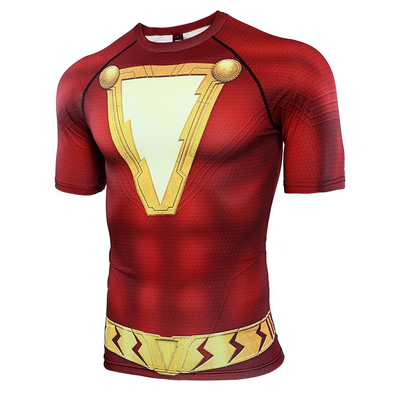 Мужские футболки с рукавом реглан Thunder Shazam компрессионные 3D принтом новинка 2019