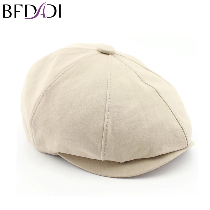 

BFDADI 2022 New Solid Color Vintage Beckham Men Women Fashion Octagonal Cap Men Cotton Newsboy Cap Painter Beret Hat Size 57-60