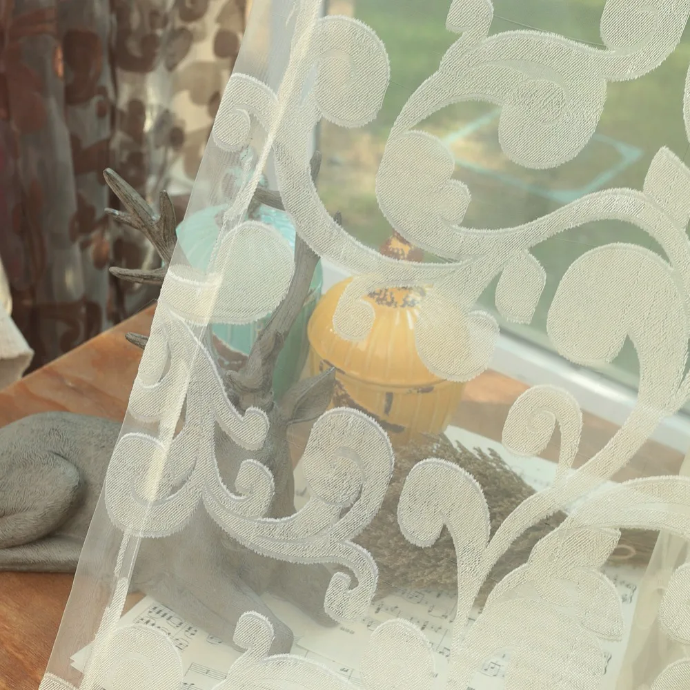 NAPEARL дизайн листьев деревенский белый занавес тюль ткани занавески для окна