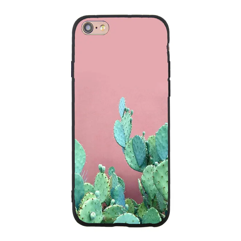 Spring Lemon For iPhone 7 Case Banana Leaf Palm Cactus Pink Background Soft TPU 8 8plus 7plus X XS XR 6 6plus 5S |