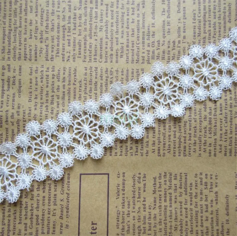 2 ярда 44 мм растворимый полиэстер Цветочная вышитая ткань кружевная отделка