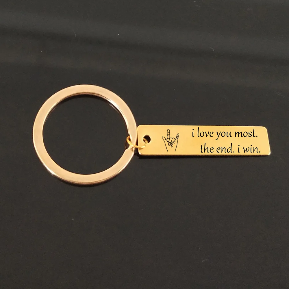 Lovers Keyring I Love You The End Win Custom engraved Keyfob Boyfriend/Girlfriend брелок подарит Вашему
