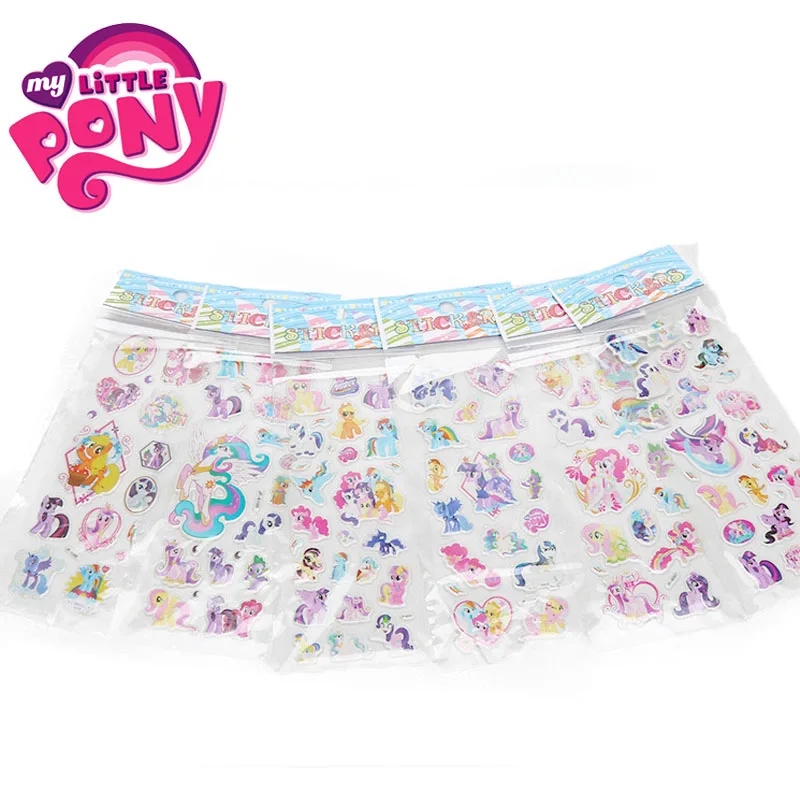 6 шт./компл. ПВХ Стикеры с изображением пони игрушки My Little Pony пакет для девочек наклейки для ногтей 3D всех цветов радуги; платье с Сумеречной искоркой Пинки