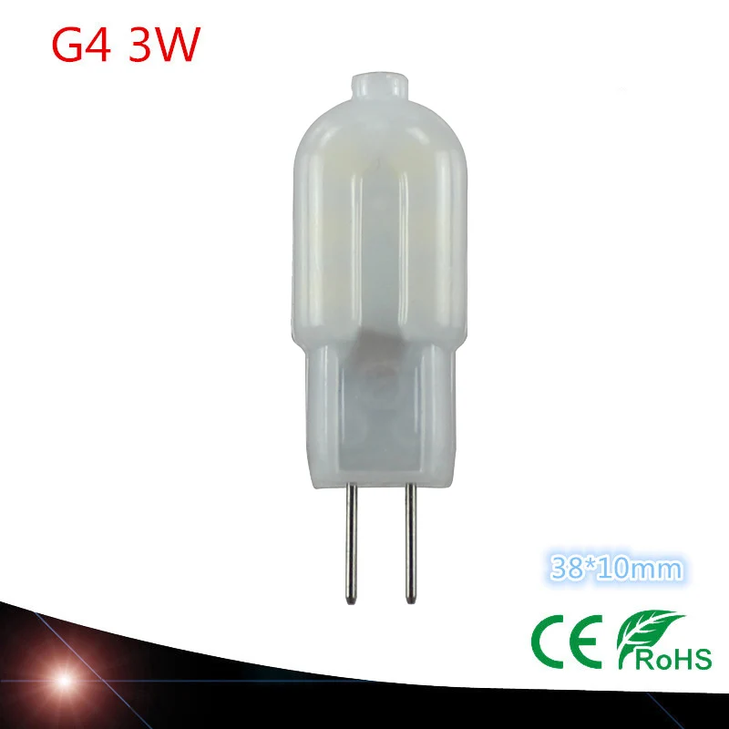 

10pcs G4 LED Lamp Bulb SMD AC /DC 12V 220V 3W LED Lighting Lights replace Halogen G4 for Spotlight Chandelier