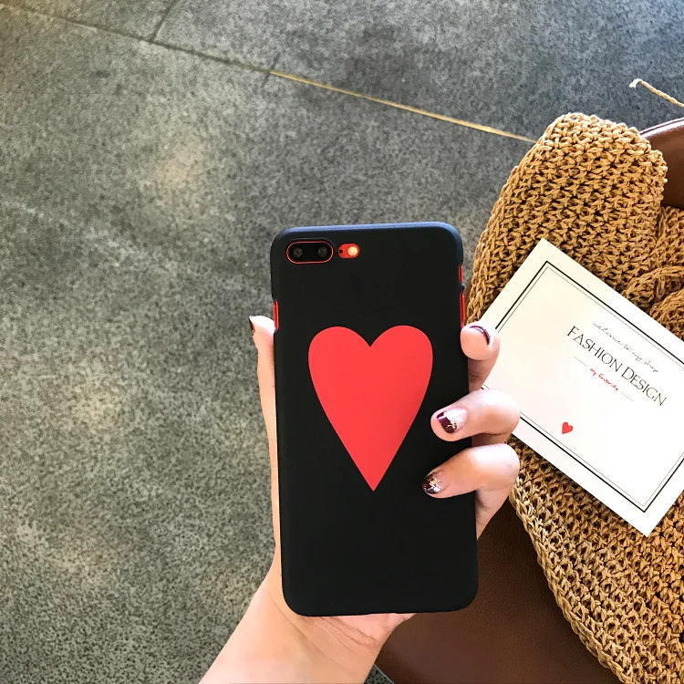 Модный Простой Большой Красное сердце любовь чехол для iPhone X XR XS Max 6 S 7 8 Plus