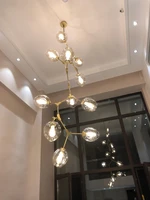 nordic modern glass lampshape creative chandelier light vertical black gold body stair chandeliers multi heads for choose