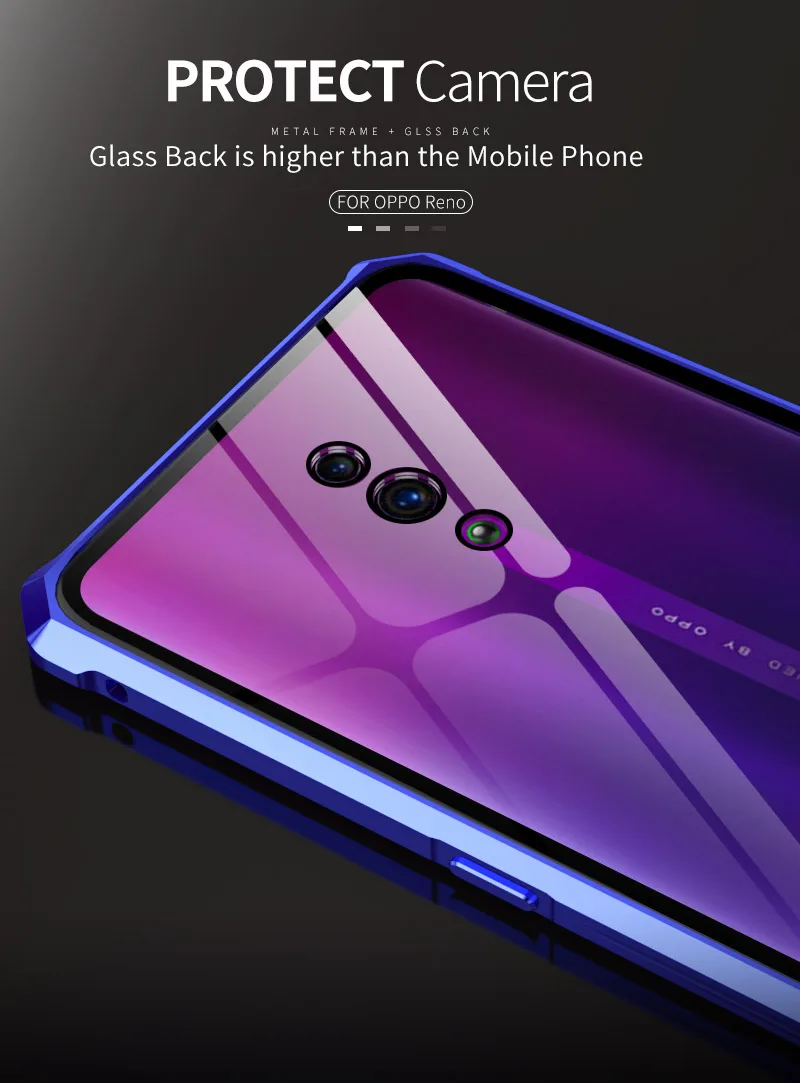 Для OPPO Reno 10x zoom чехол для телефона Роскошный прозрачный чехол из закаленного стекла с металлической рамкой жесткий чехол s для OPPO Reno чехол Fundas