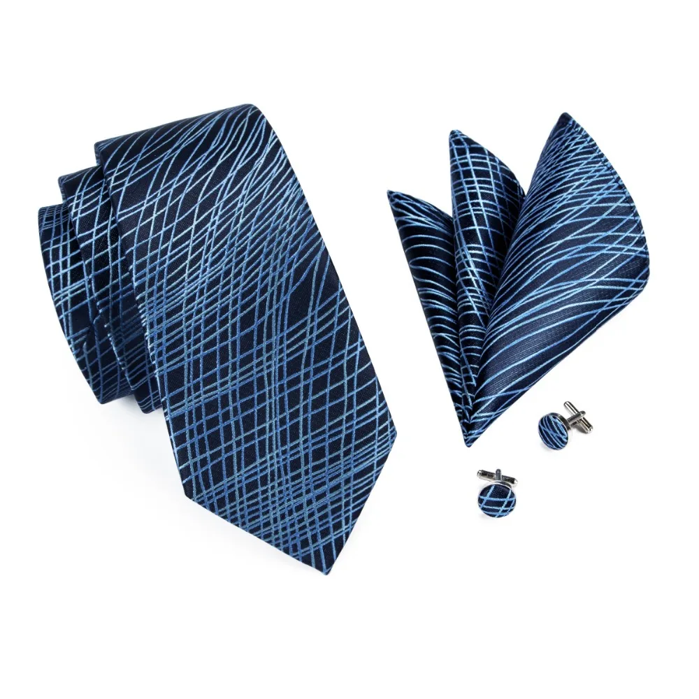 Мужской комплект из галстука и запонок голубого светильник бого цветов|silk tie|ties for