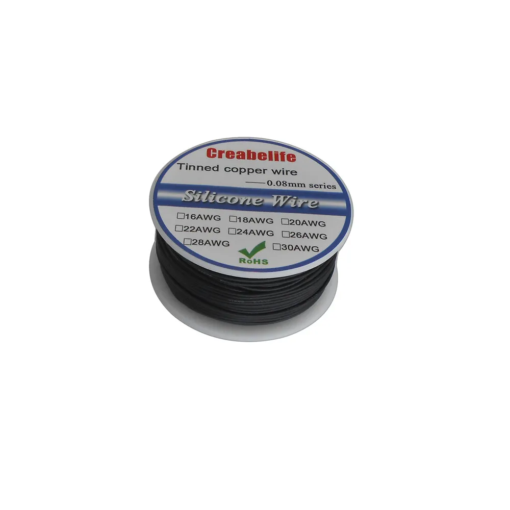 Черный+ красный цвет кремниевый провод 16AWG 22AWG 24AWG 26AWG 28AWG 30AWG теплостойкий мягкий силиконовый силикагель провод кабель катушка посылка