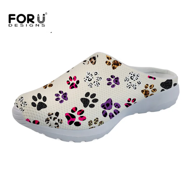 

FORUDESIGNS 2021 Casual Women's Summer Sandals Colorful Paw Printing Lightweight Slip On Slippers for Female Girls Comfort Shoes