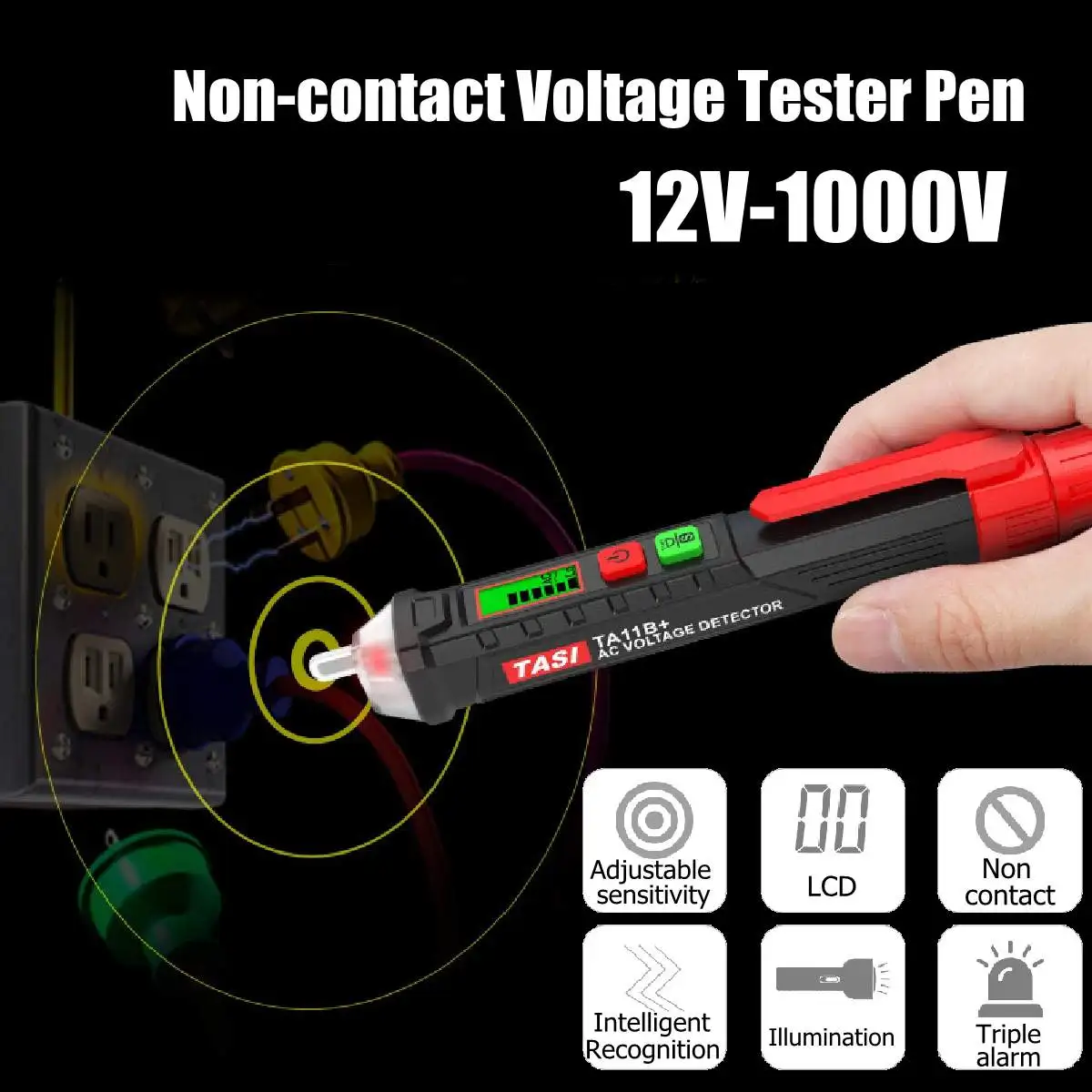 

ZEAST AC/DC Digital Display Multi-function Induction Test Pencil Sound/Light Alarm AC / 12~1000V Non-Contact Voltage Detector
