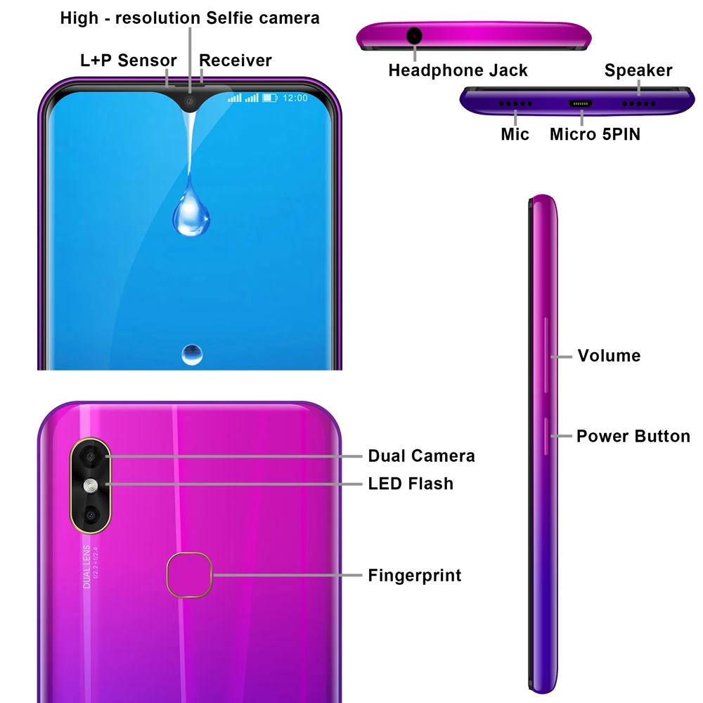 Смартфон LEAGOO M13 Android 9 0 19:9 6 1 дюйма Waterdrop 4 Гб ОЗУ 32 ПЗУ MT6761 четыре ядра сканер