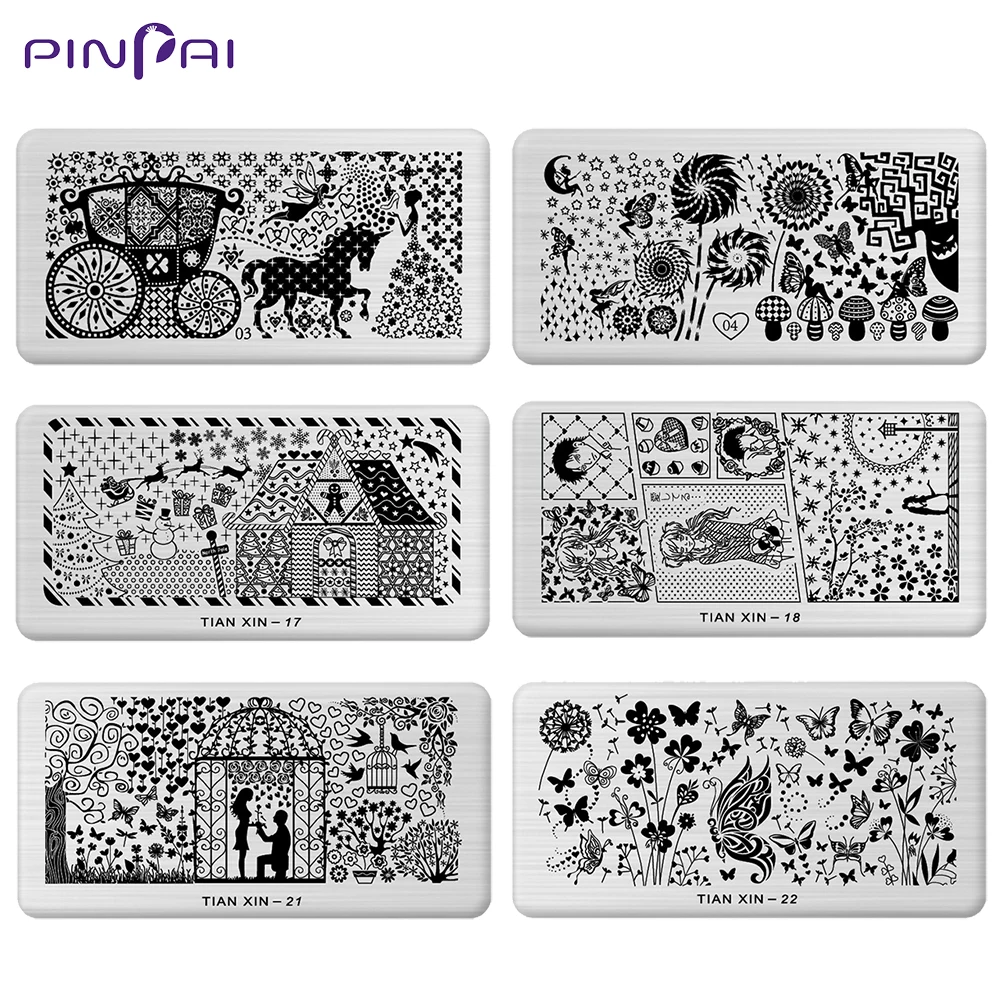 Pinpai штамповки для ногтей пластины кружева цветок Животное штамп сердца шаблон искусства ногтя штамповка шаблон и форма для ногтей трафарет маникюрные инструменты